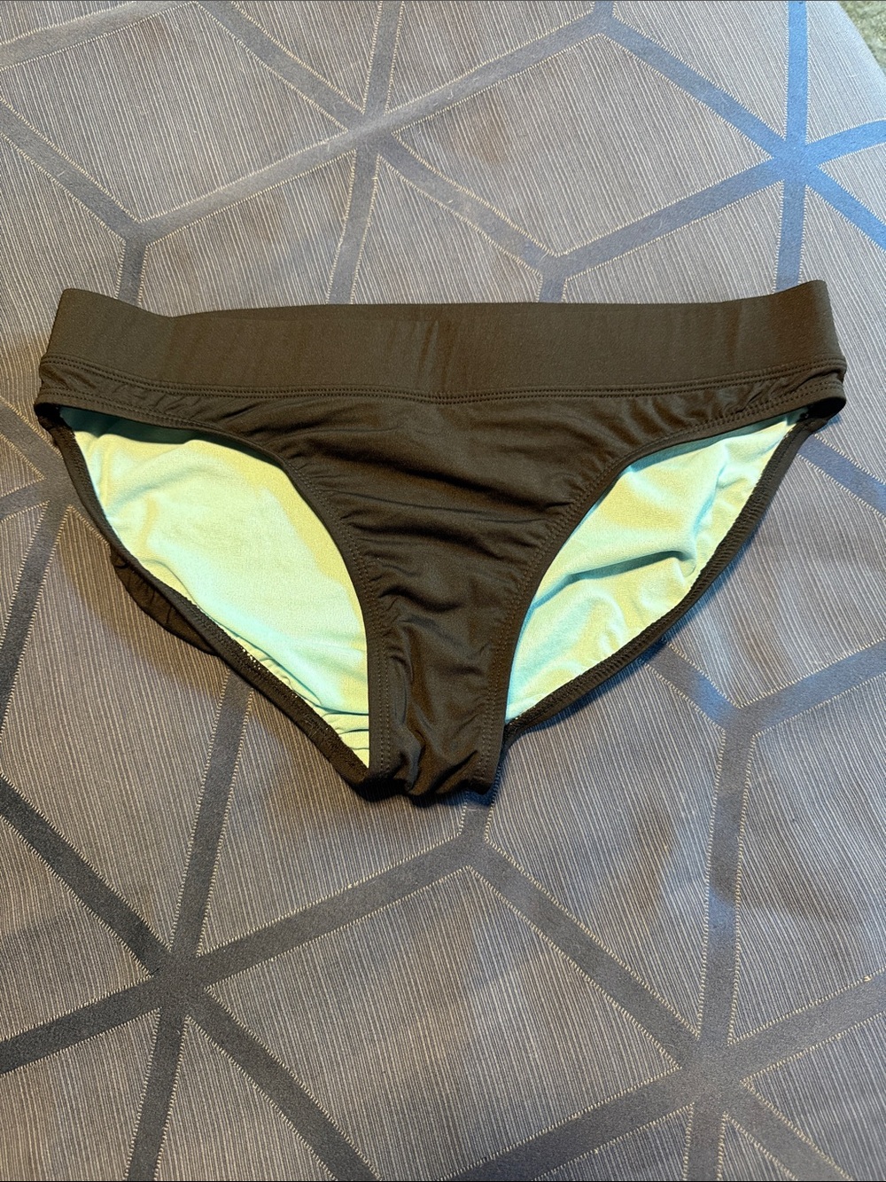 Athleta Black Bikini Bottom with Light Blue Lining